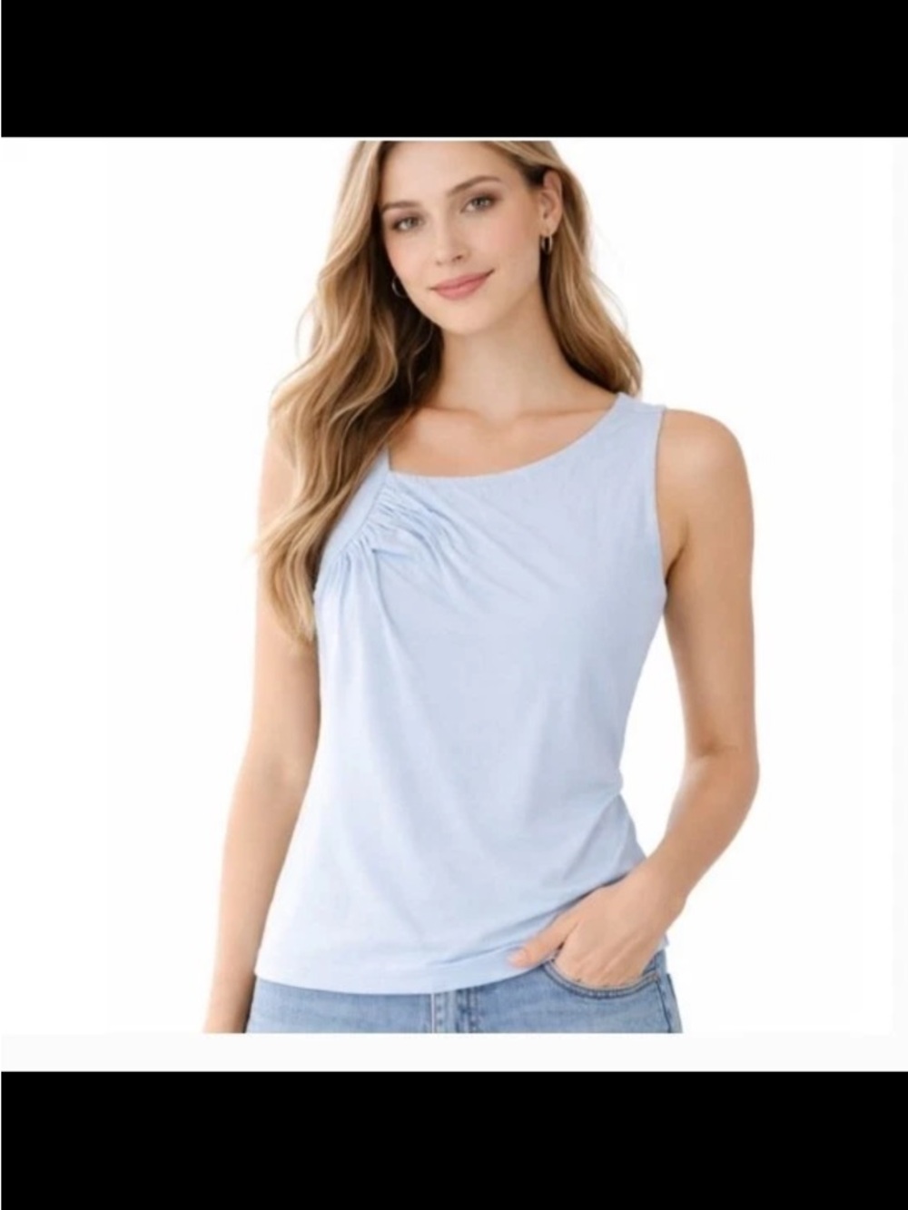 NEW wild fable Pale Blue Sleeveless Ruched-Detail Tank